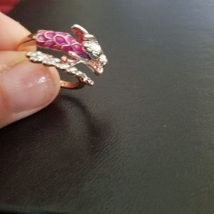 Cache Rose gold rhinestone dragon ring 9